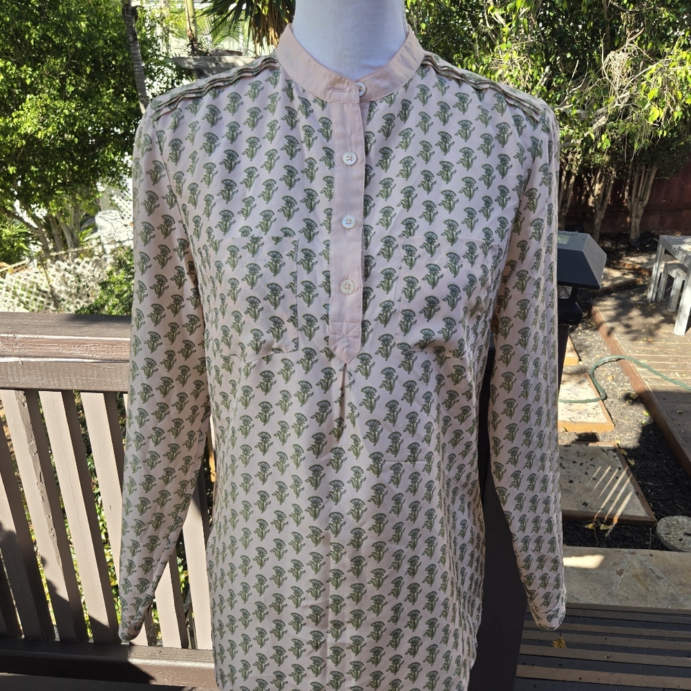 Tommy Bahama Silk Pink and Green Floral Patterned Button-Up Shirt Extra Small